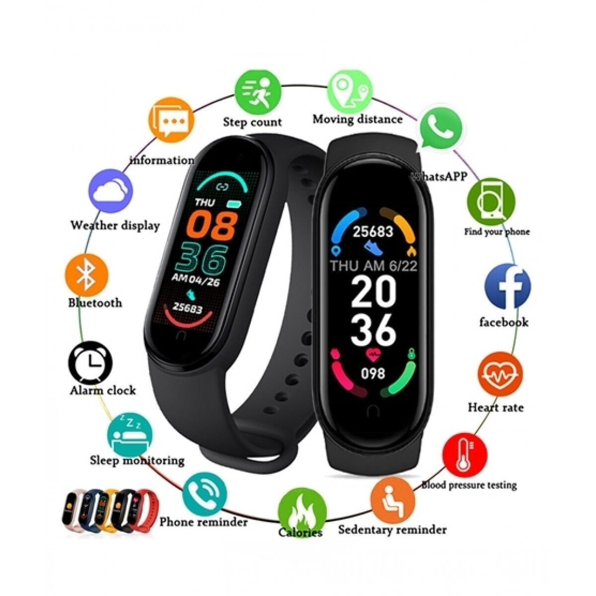 Online Shopping Band M6 Fitness Smartwatch Black