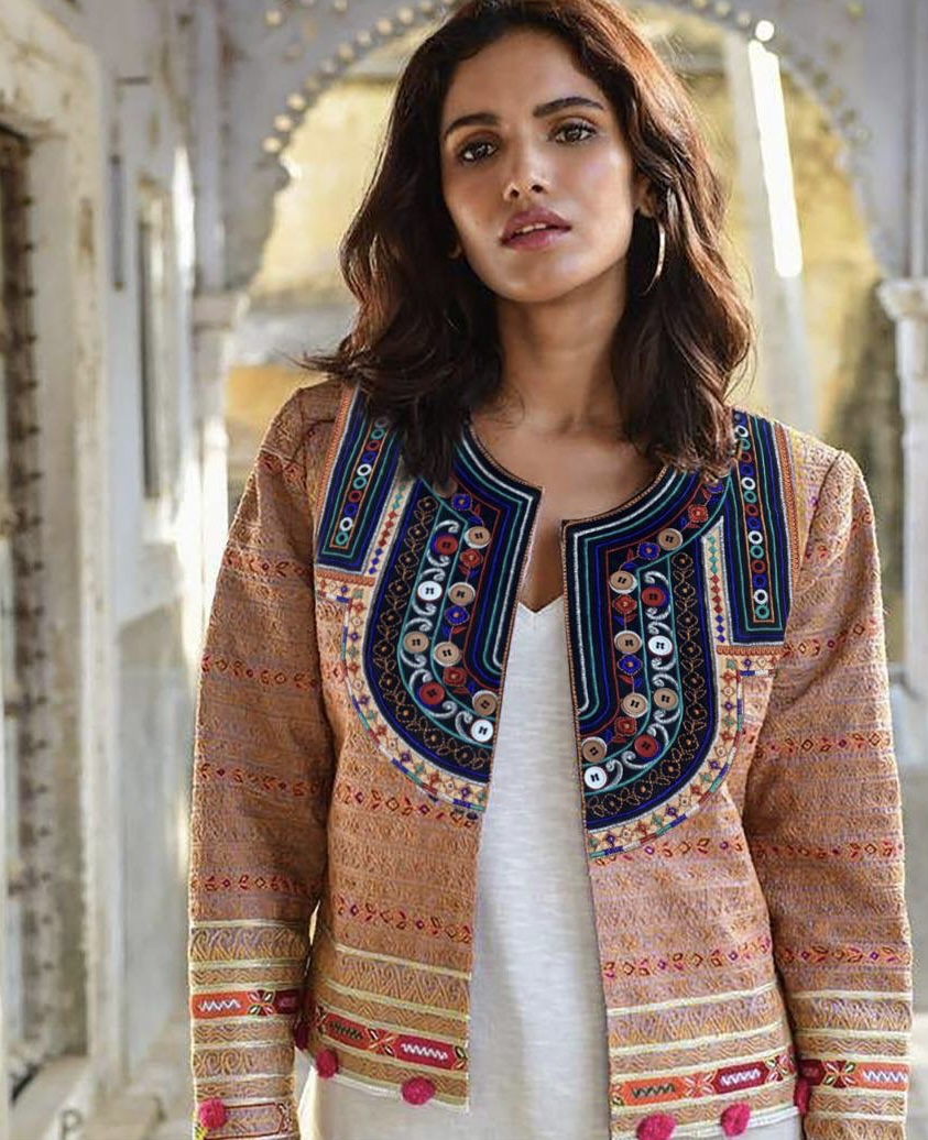Winter Collection Full Sleeves Button work with Additional applique work  Full embroidered blazer Koti