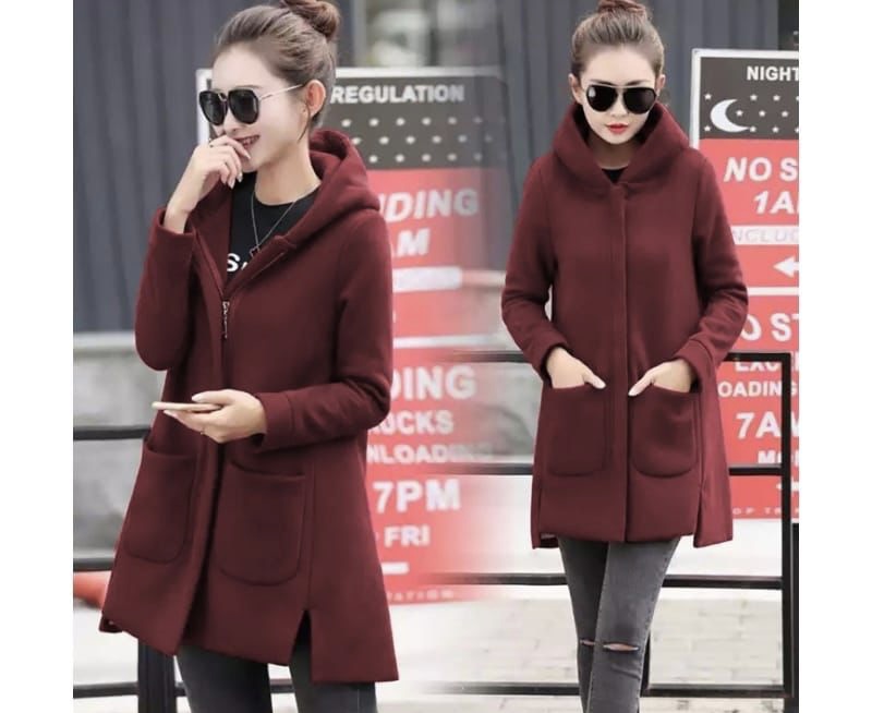 Womens Trench Hooded double Pocket Coat